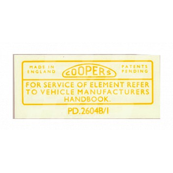Image for COOPERS REAR A/CLNR LABEL