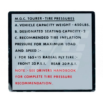 Image for TIRE PRESSURE MGC USA